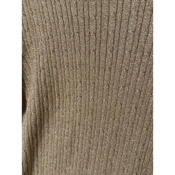 Kim Rogers Sweater Women S   Gold Metallic Thread Knit Pullover Cardigan Festive - Picture 6 of 8